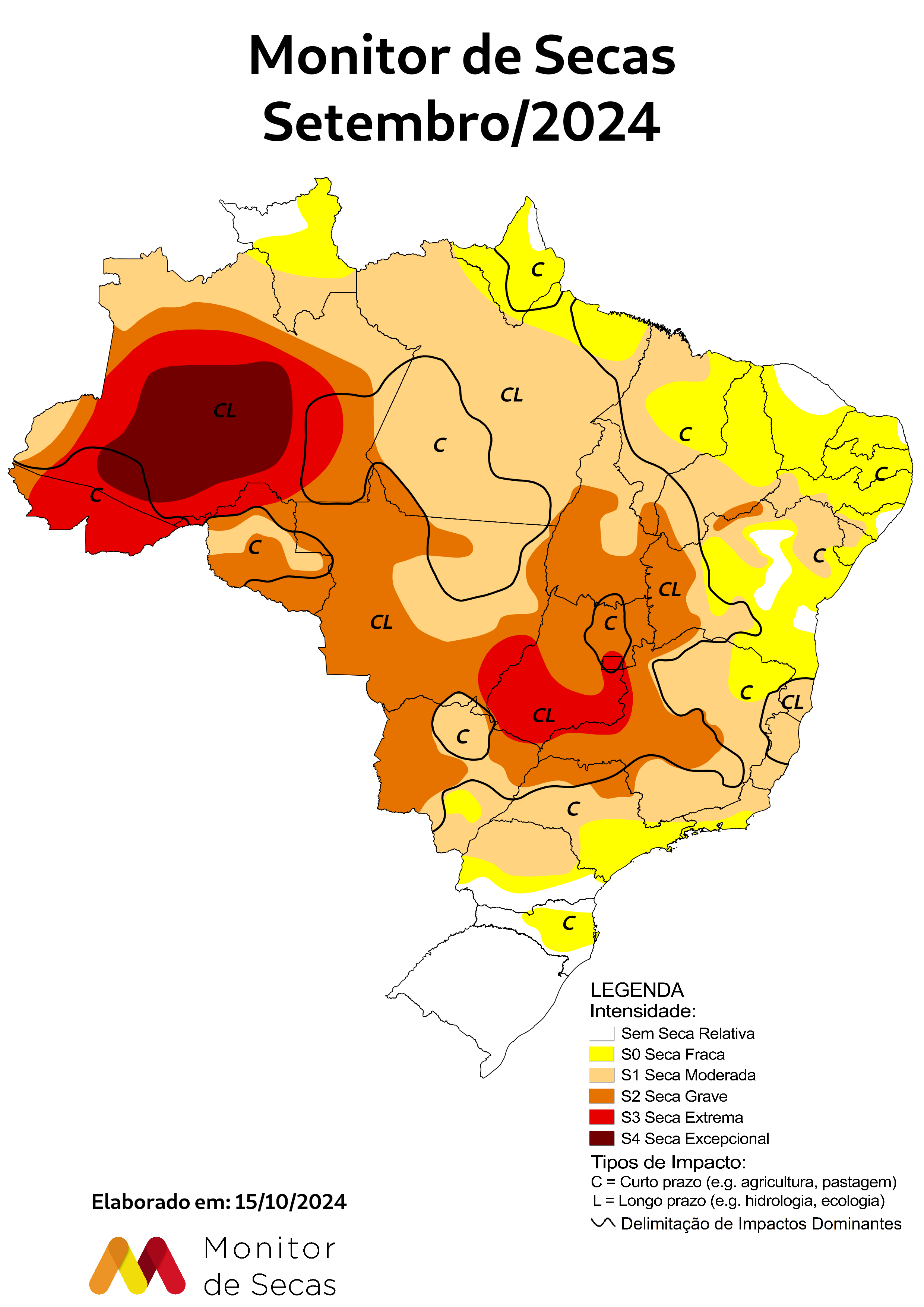 Mapa do Monitor de Secas (FOTO: Monitor de Secas/Reprodução)